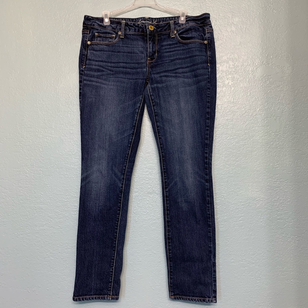 America Eagle dark wash skinny stretch jeans